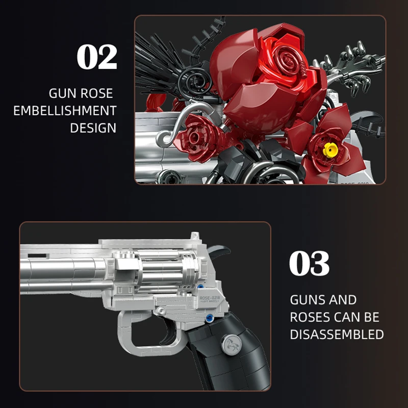 Hoogwaardige JIESTAR JJ9218 Technische Rose Revolver Militaire Model Assemblage Bouwsteen Puzzel DIY Speelgoed Chrismas Gift Jongens Kid