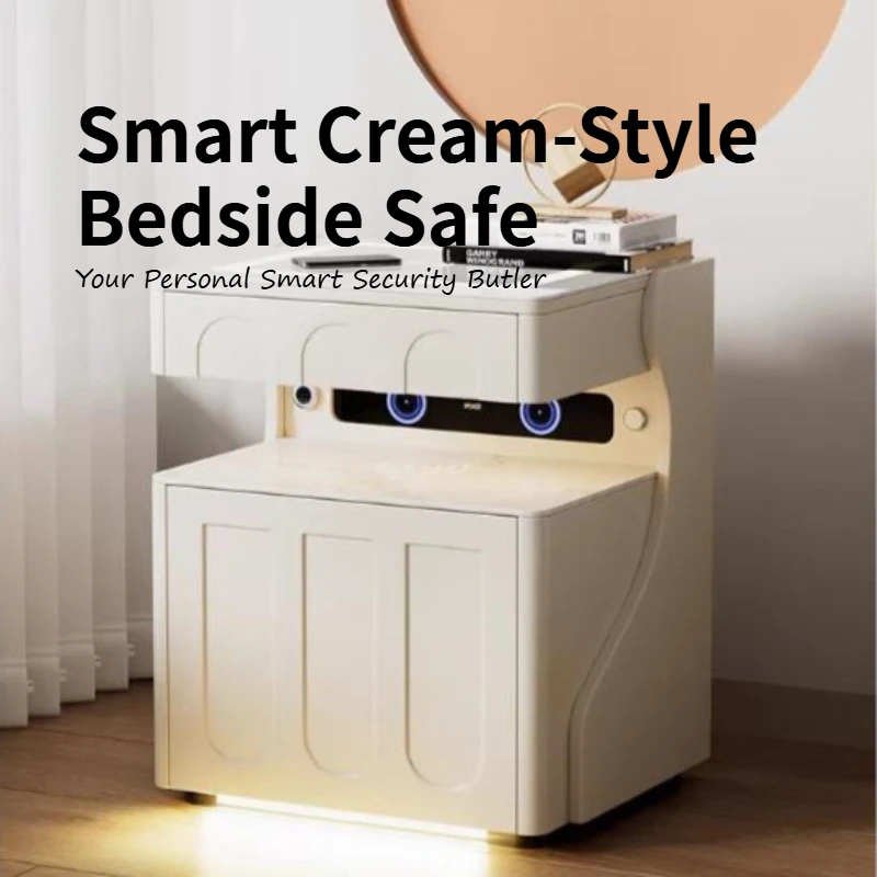 

Modern Minimalist Bedside Table With Charging Station Wooden Nightstands Tricolor Lamps Dimmable Touch Control Room Furniture