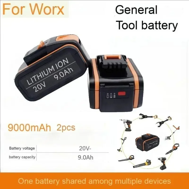 nieuwe 20V lithiumbatterij, compatibel met Worx gereedschapsbatterij 5,0 Ah-12,0 Ah