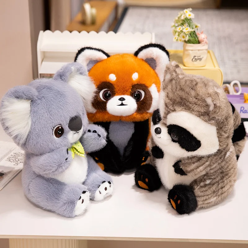 Cute Cartoon Animal Plush Toys Kawaii Panda Raccoon Koala Stuffed Dolls Kawaii Soft Funny Plush Toy For Kids Birthday Xmas Gifts