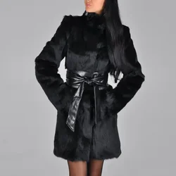 Winter Coats Women Thicken Faux Leather Fur Coat Black Sheepskin Female Fur Lining Leather Jacket Soft Faux Mink Casaco Feminino