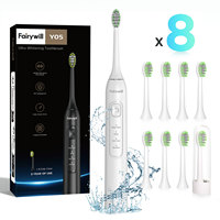 Fairywill Ultrasonic Electric Toothbrush,42000HZ/min Vibrations 8pcs Rechargeable Heads for Adults,4h Full Charge for 100Days, S