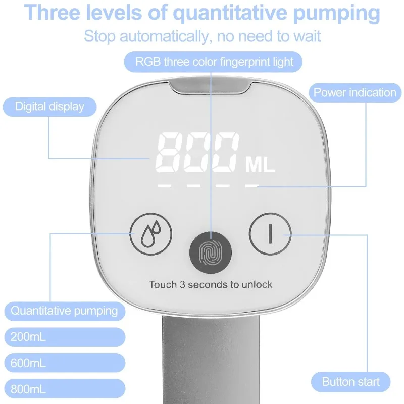 New Water Bottle Dispenser Foldable Water Bottle Pump 3 Level Quantitative Water Dispenser Pump 1200mAh Rechargeable Electric