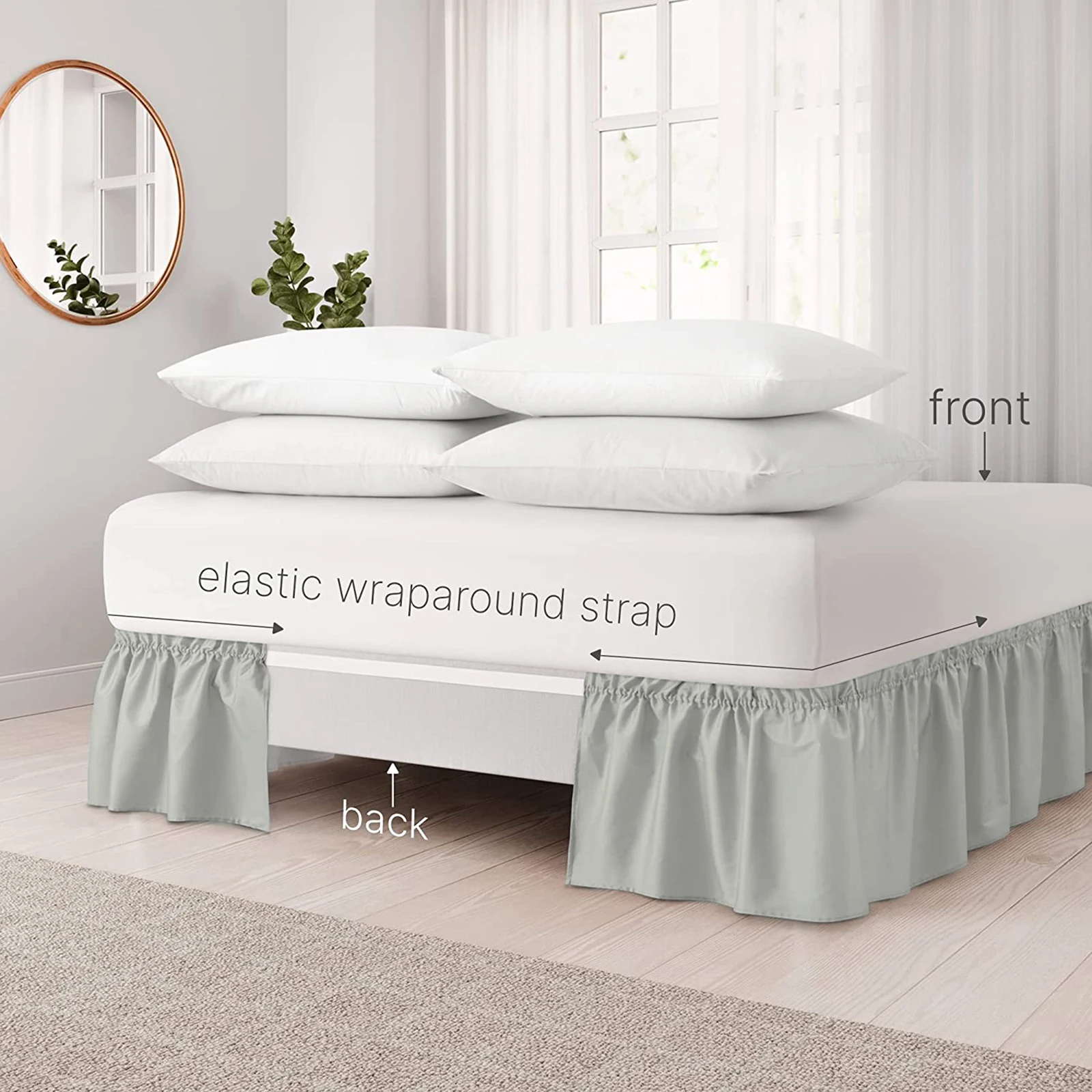 Elastischer Bettrock mit Rüschen, weich, bequem, umwickelbar, lichtbeständig, Bettdecke ohne Oberfläche, Couvre Lit Bed Protector