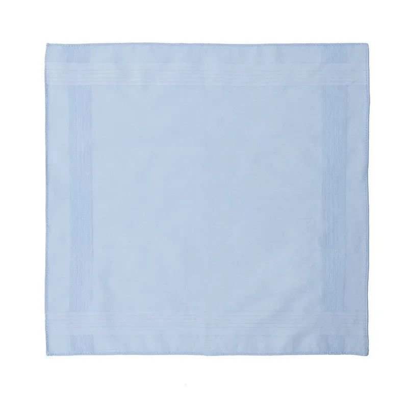 3Pcs 40x40cm 100% Cotton Solid Color White Blue Men Handkerchiefs Pocket Hankies Soft Absorbent Sweat Square Towels