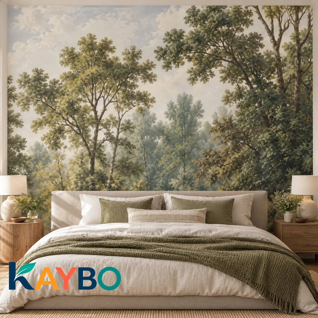 Forest Wall Mural Vintage Woodland Trees Botanical Landscape Wallpaper Non Self Adhesive Living Room Bedroom Nature Wall Artwork