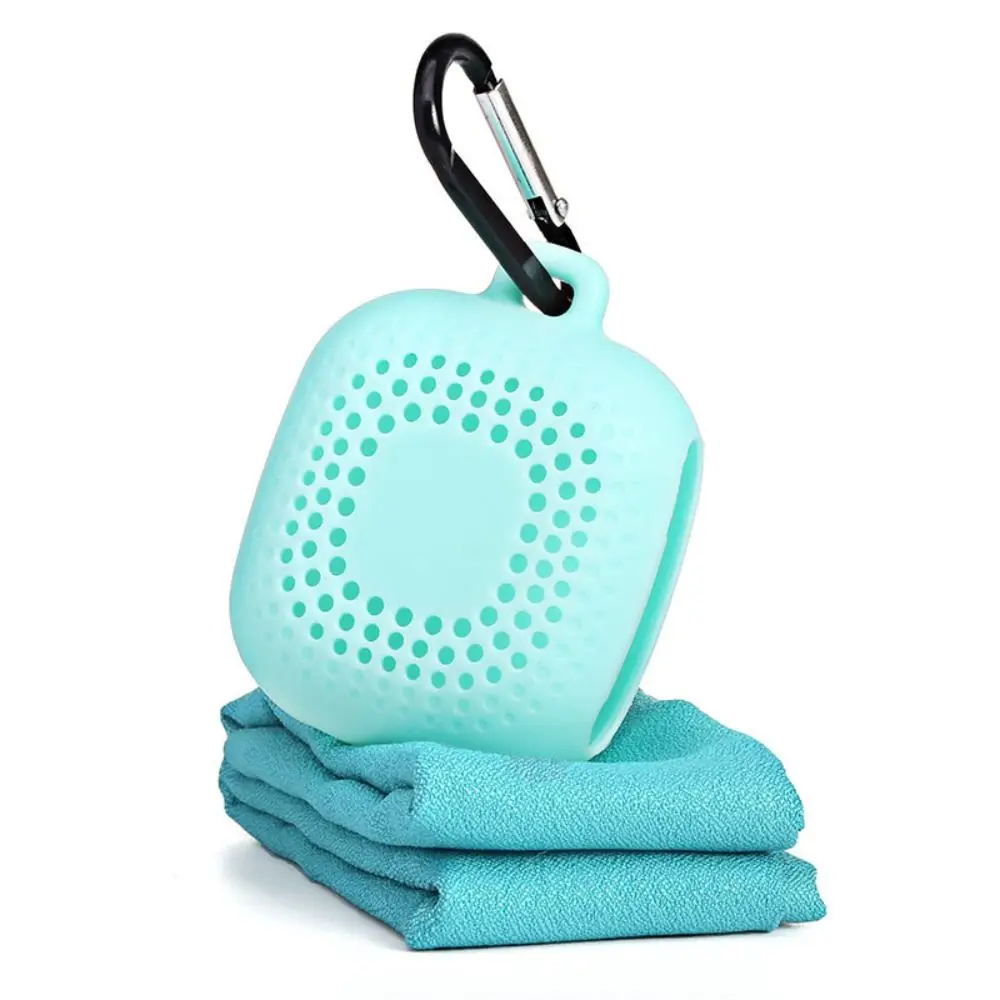 With Silicone Case Quick Drying Towel Soft Pocket Microfiber Towel Solid Color Super Absorbent Sports Towel