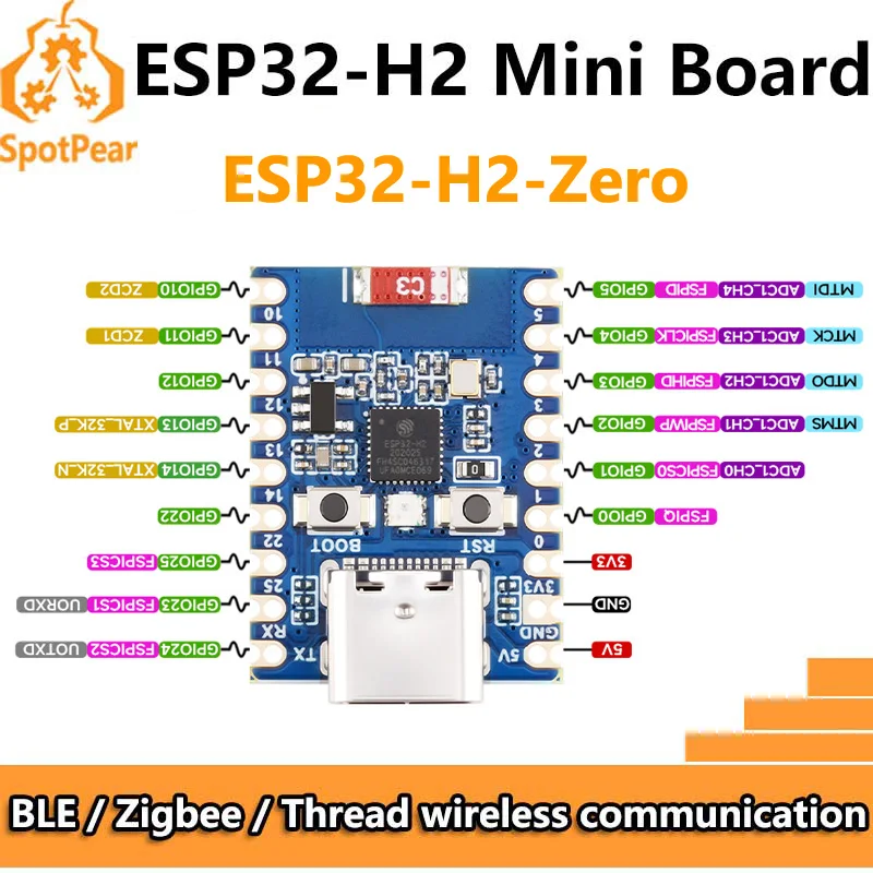 

Плата разработки ESP32 H2 ESP32-H2-Zero MINI со встроенной вспышкой 4 МБ для BLE/Zigbee/Thread