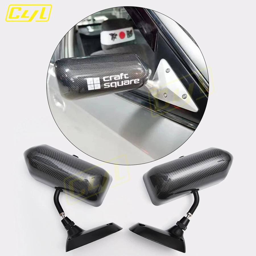 JDM Universal Carbon Film Rear View Mirror F1 Racing Style Car Side Mirror Rearview Mirror