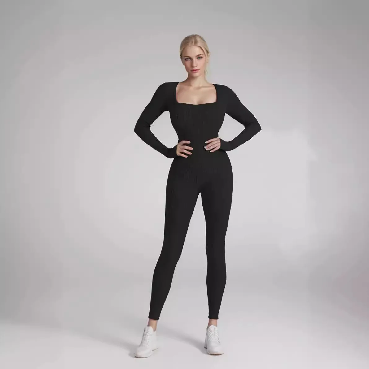 Frauen Lange Overalls Sexy Weibliche Sport Fitness Strampler Sommer Langarm Playsuits Yoga Ganzkörper Gym Rumper Overalls für Frauen