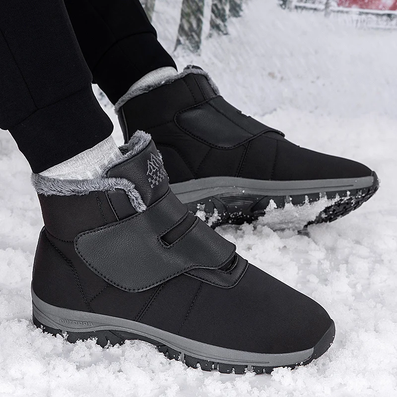 Winter Women's Fur Lined Ankle Snow Boots Adjustable Hook and Loop Diabetic Shoes for Elderly Swollen Foot Hallux Valgus Bunion view 5