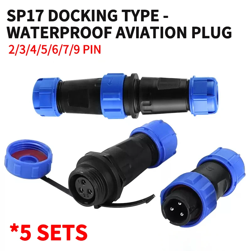 

SP17 Docking Type Male Female Plug&Socket 2/3/4/5/7/9PIN IP68 Waterproof Panel Mount Aviation Connector