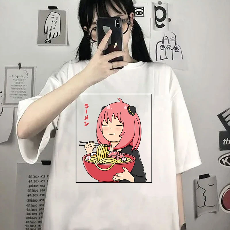 

New Fashion T Shirt Anime Anya Forger Ramen Graphic Print T Shirt Women Men Tee Shirt Unisex Casual Plus Size Tops