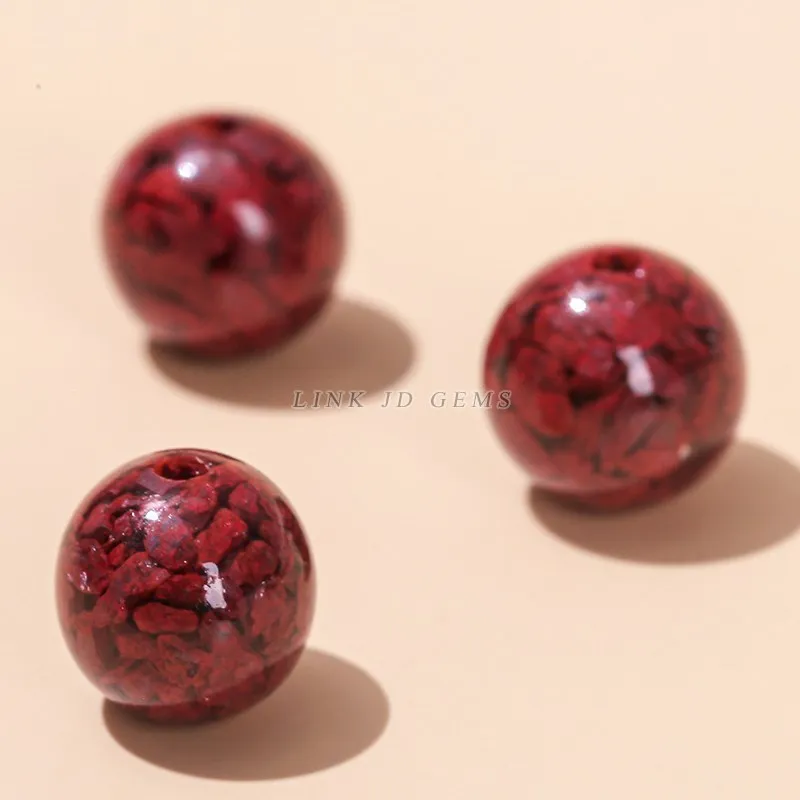 1Pc Raw Ore Granules Blood Cinnabar Beads Round Loose Seed 6 8 10MM Pick Size For Jewelry Making Diy Bracelet Necklace Accessory