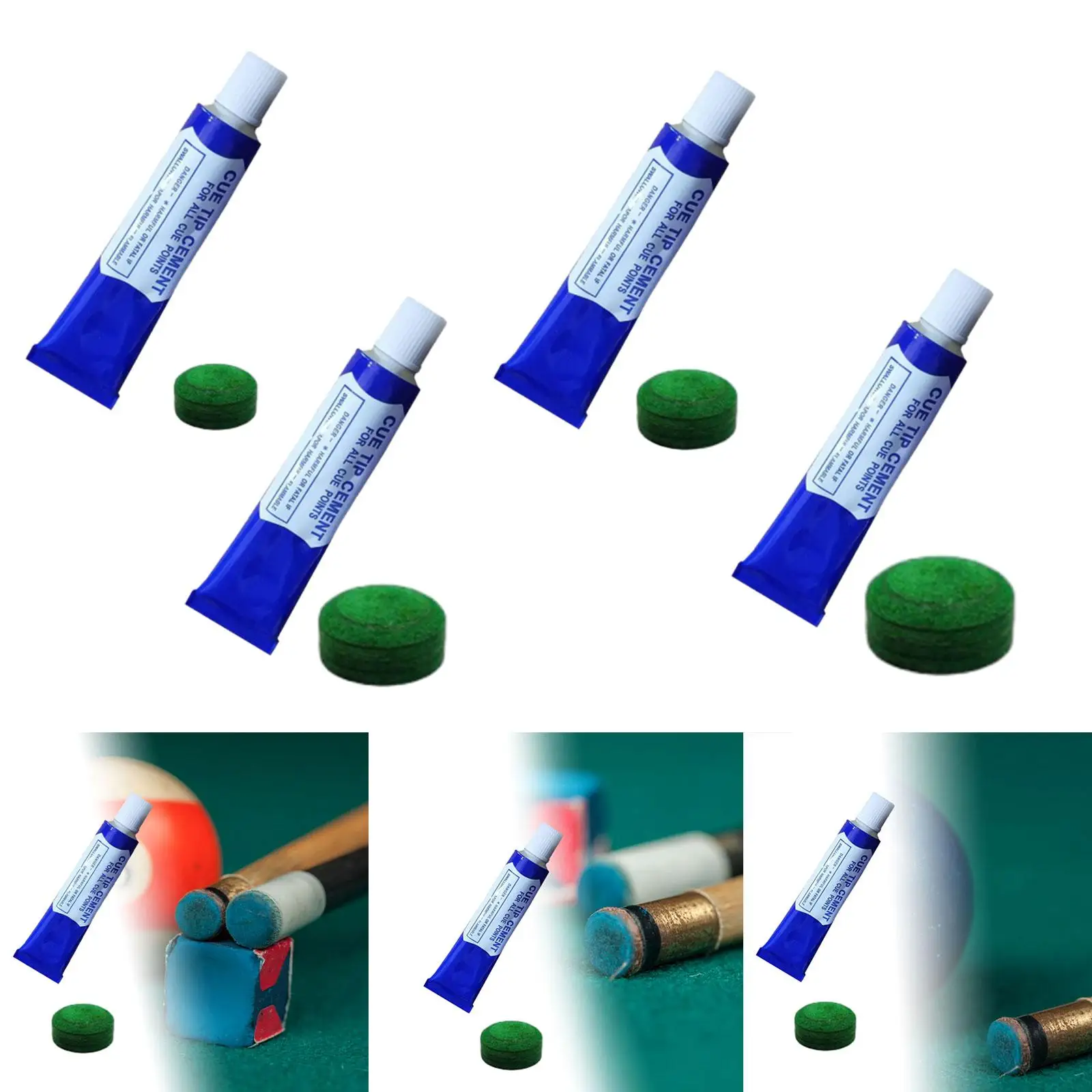 Billiard Pool Cue Tip Billiard Cue Tip with Cement Strong Glue Quick Drying Green Cue Tip for Indoor Game Snooker Accessories