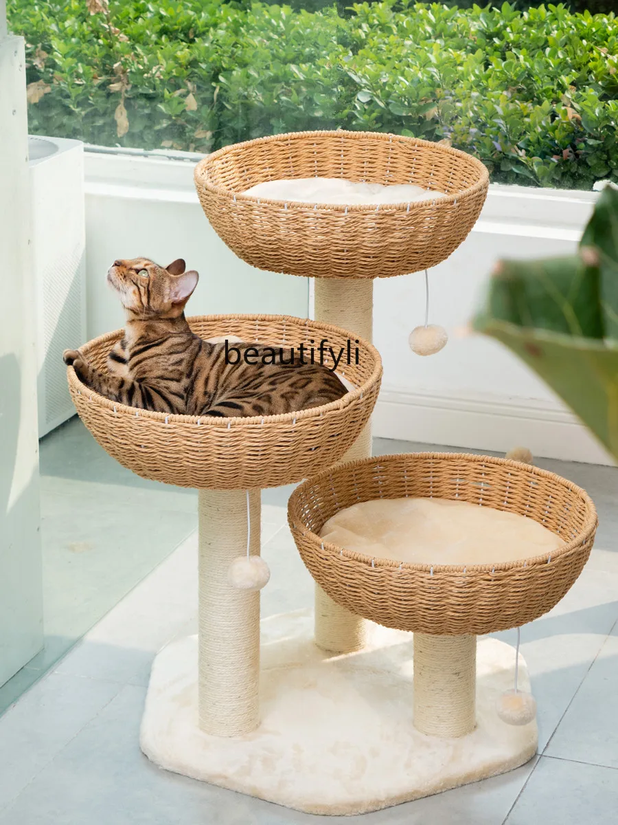 Woven Cat Nest Chamfer One Sisal Scratching Board Tree Climbing DIY Big Cat Nest