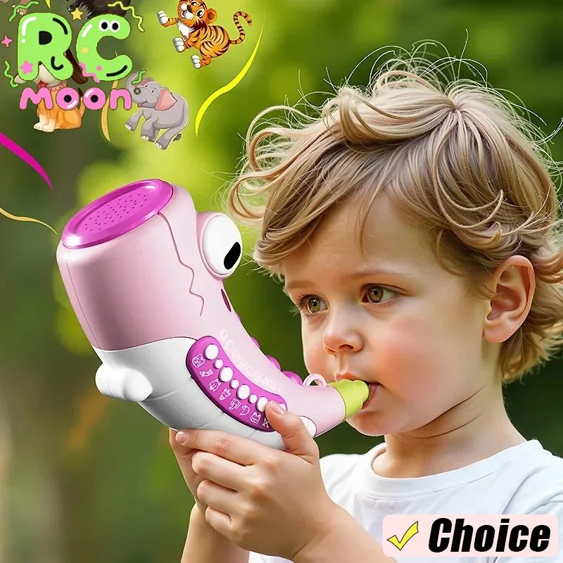 Brinquedos educativos para crianças, chifre fofo, seguro, divertido e agradável, cavidade da boca do bebê, treinamento muscular, brinquedo vocal suave