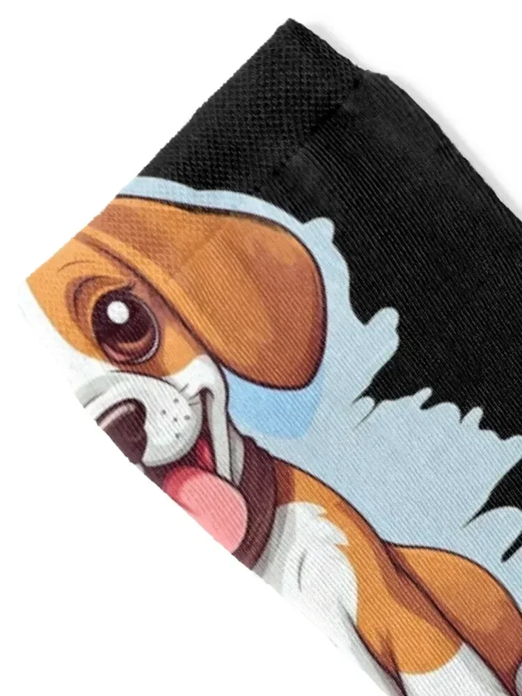 Niedliche kleine Beagle-Hunde-Welpen-Illustration, Socken, Strümpfe, Kompression, Wandern, verrückte Mädchensocken, Herren