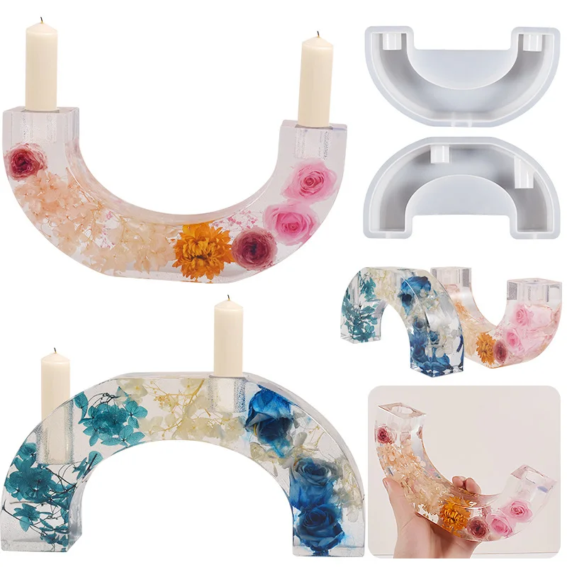 

DIY Arch Step Shape Candle Holder Silicone Moulds Crystal Resin Plaster Candlestick Crafts Casting Molds Handmade Desktop Decor