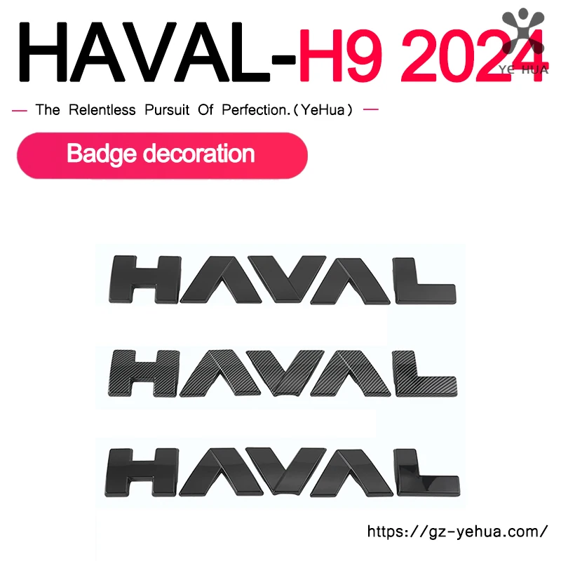 

For Great Wall Haval H9 2th 2024 2025 3D ABS Sticker Car Front Emblem Badge Decals Black Badge Logo Emblem Cover Car-Styling