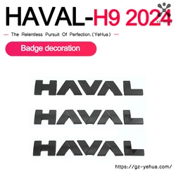 For Great Wall Haval H9 2th 2024 2025 3D ABS Sticker Car Front Emblem Badge Decals Black Badge Logo Emblem Cover Car-Styling