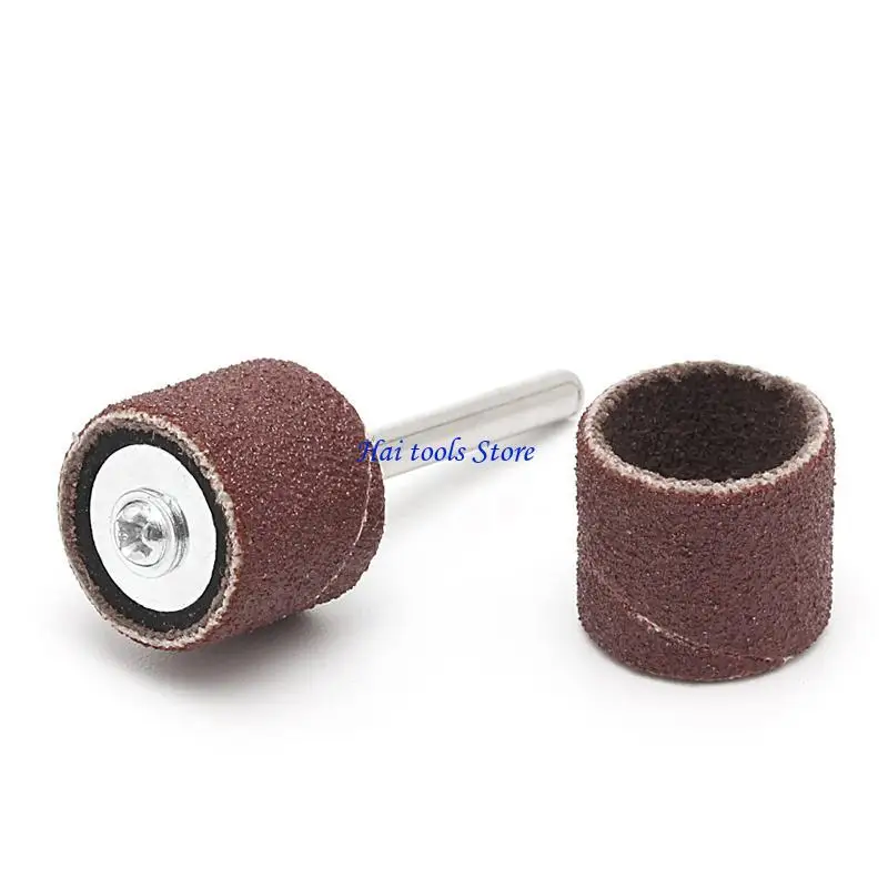 

X37E 100 Pcs 1/2" and 1/4" Sanding Band Sleeves Drum Sandpaper Rubber 2 Mandrels