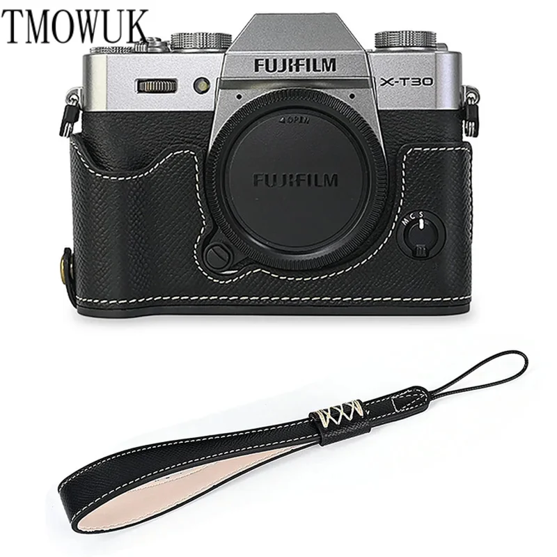 

For Fujifilm xt30 Fuji X-T30 xt30ii xt20 XT10 palm print PU leather camera half body case battery opening bottom cover