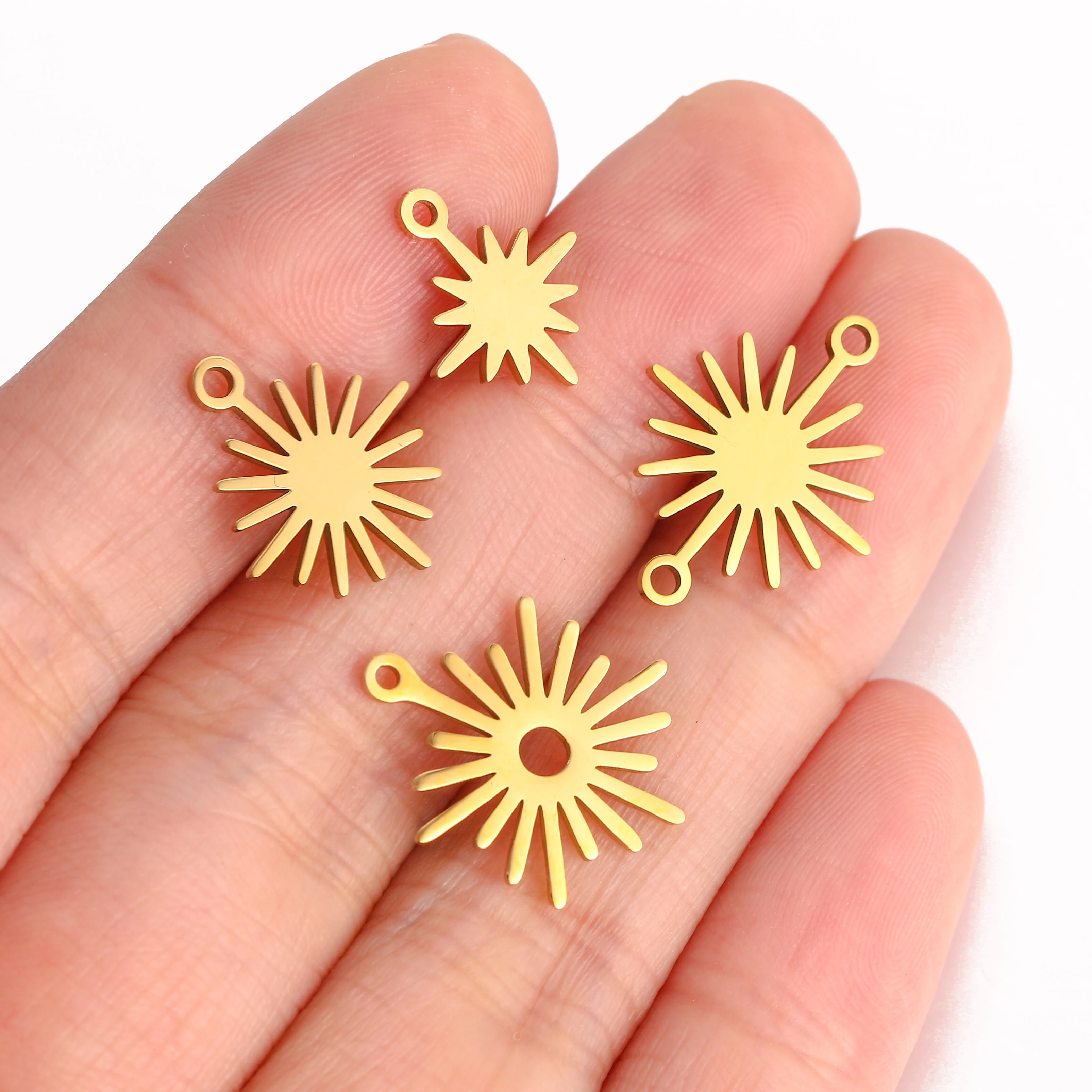 5 Stück Edelstahl Mini Stern/Klee/Handfläche Charm Verbinder Anhänger DIY handgemachte Halskette Ohrringe Schmuckherstellung Zubehör – Detail 2