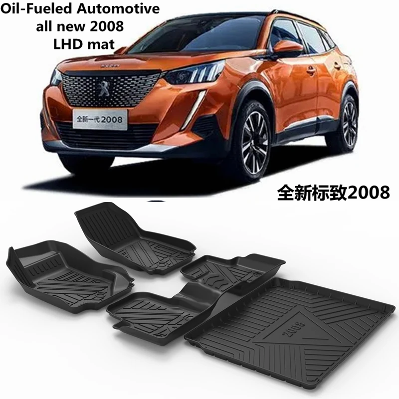 Use for new Peugeot 2008 oil car AllWeather TPO Floor foot Mat 2008 Full Set Trim to Fit For Peugeot 2008 waterproof floor mat