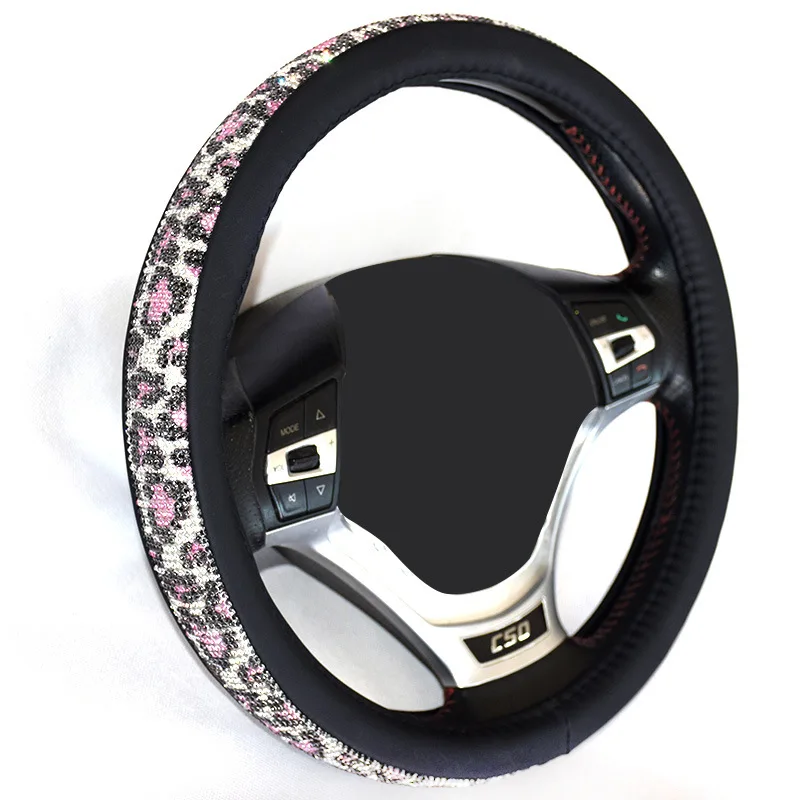 

2025 Fashion Diamond Steering Cover - Crystal Rhinestone Leather Grip, All-Season Sparkling Accessory