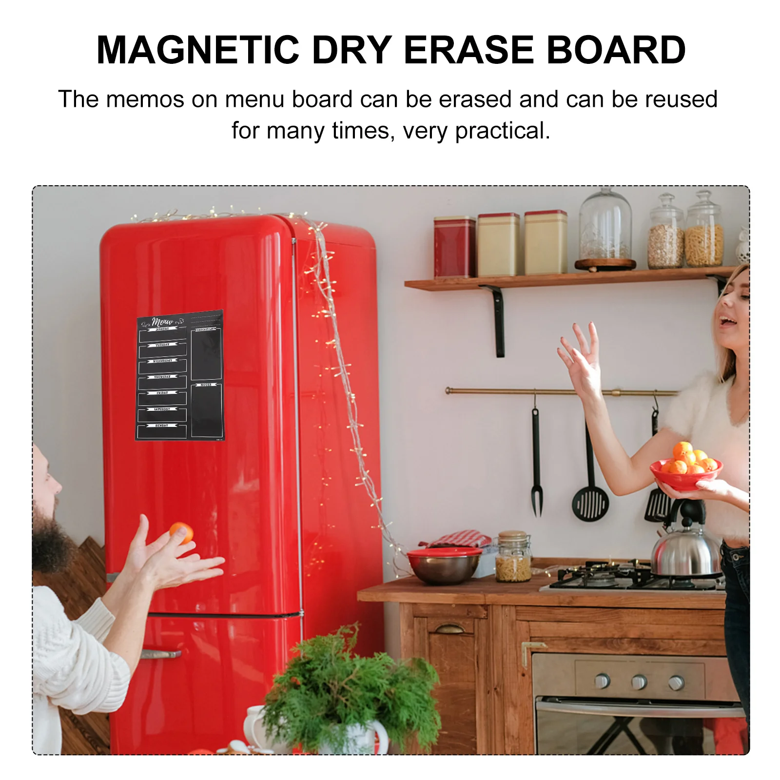 لوحة قائمة مغناطيسية للثلاجة، سبورة سوداء قابلة لإعادة الاستخدام، كتابة سلسة، مسح جاف، لوحة مسح جاف للمكتب المنزلي للثلاجة #2