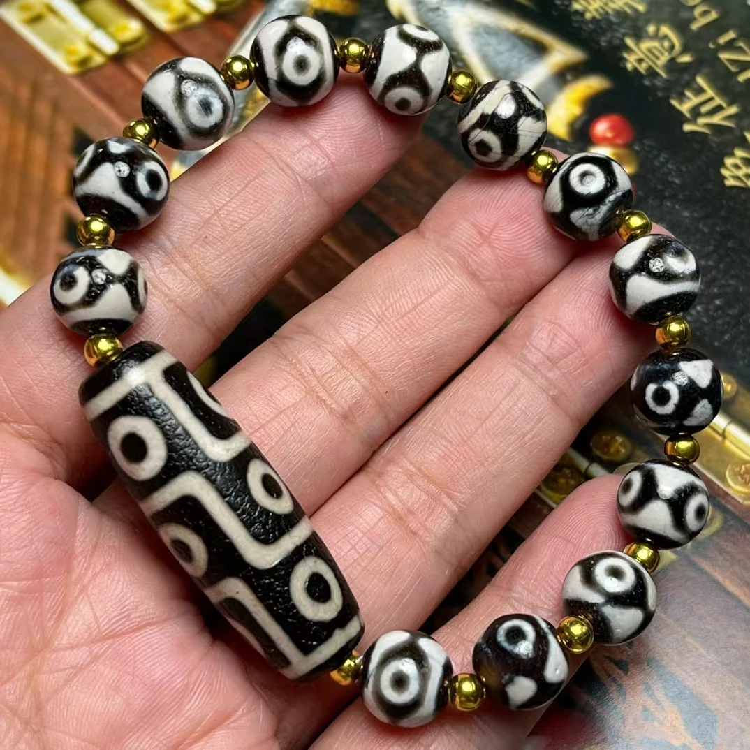 Magic 9 Eyes Mascot Home Ornament Bangle 3 Eyes Amulet Tibetan Dzi Bead Bracelets Bless Talisman