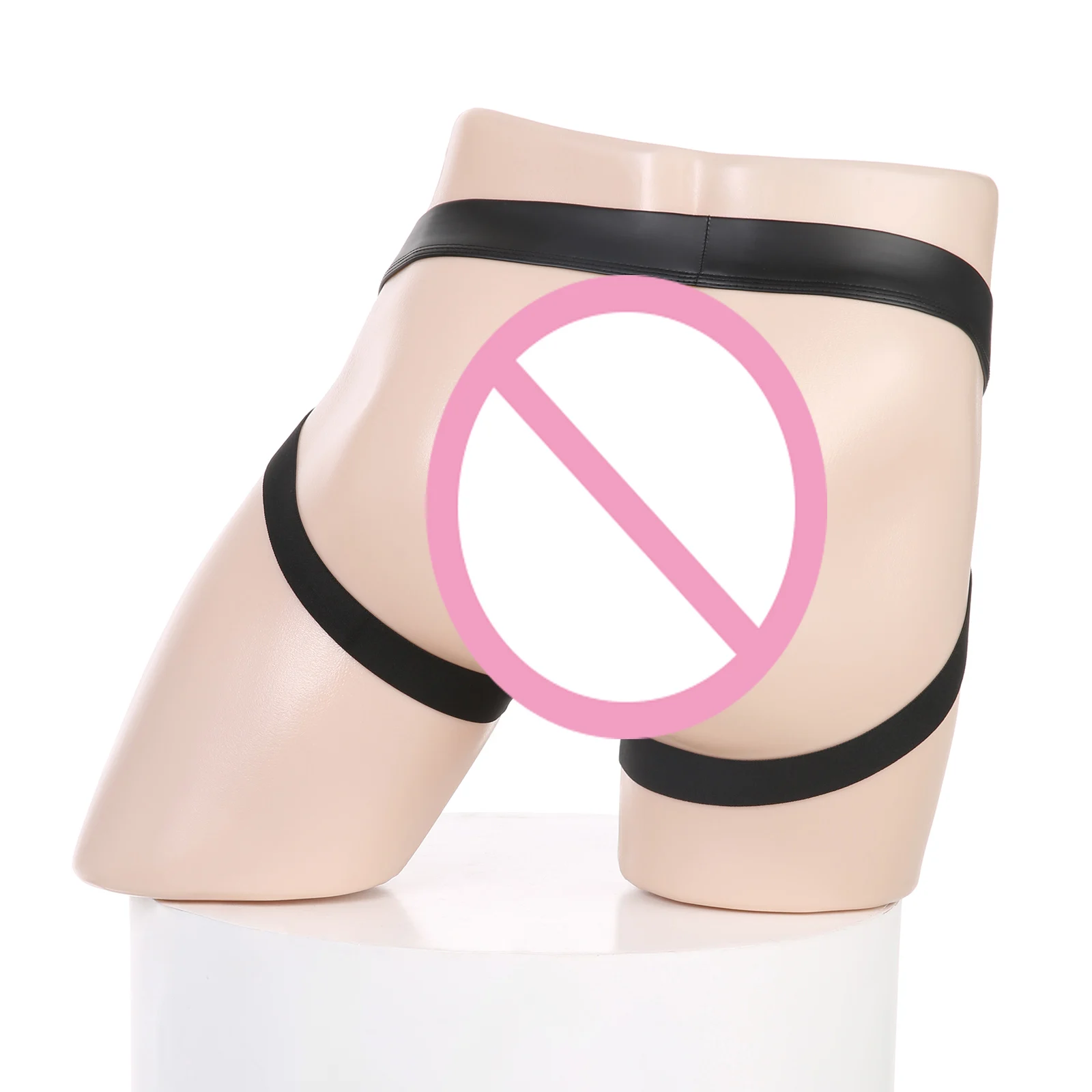 Faux Leather Sexy Men Underwear Jockstrap Thong Underpants Man Anal Jock Strap Penis Pouch Hole Erotic Buckle Panties view 6