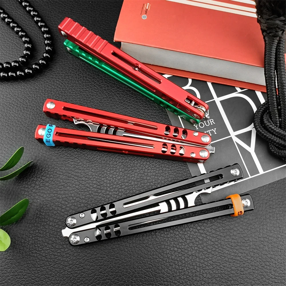 NEW BM Balisong Butterfly Knife Shark 440C Blade Aluminum Alloy Handle Outdoor Training Knife Camping Hiking Men‘s Gift