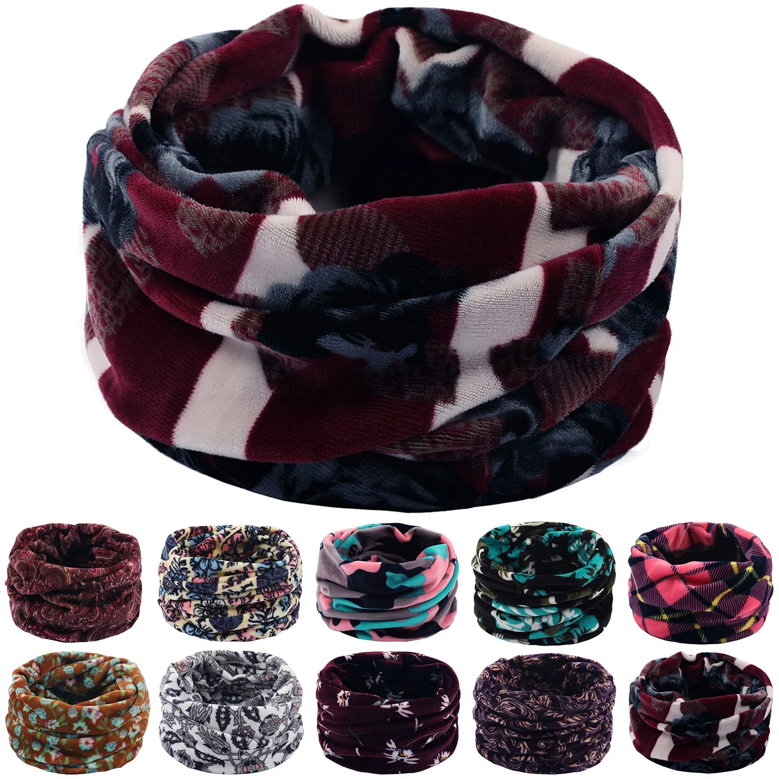 Winter Warm Velvet Neck Ring Scarf For Women Men Solid Color Soft Neck Warmer Vintage Circle Snood Scarves Couple Neckerchief