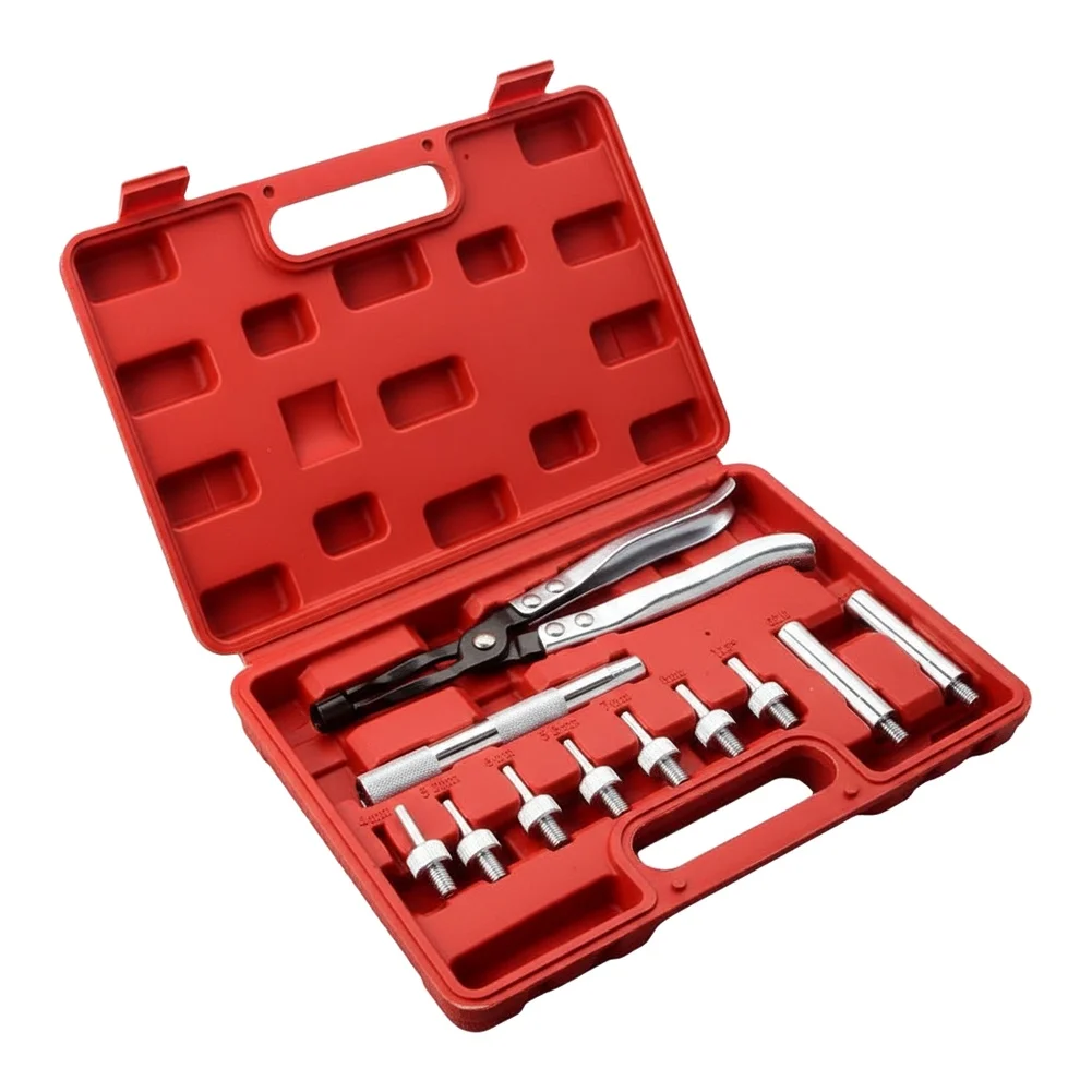 11PC Automotive Valve Seal Tool Set with Multiple Adapters for Fast Valve Stem Seal Replacement and Engine Maintenance Use