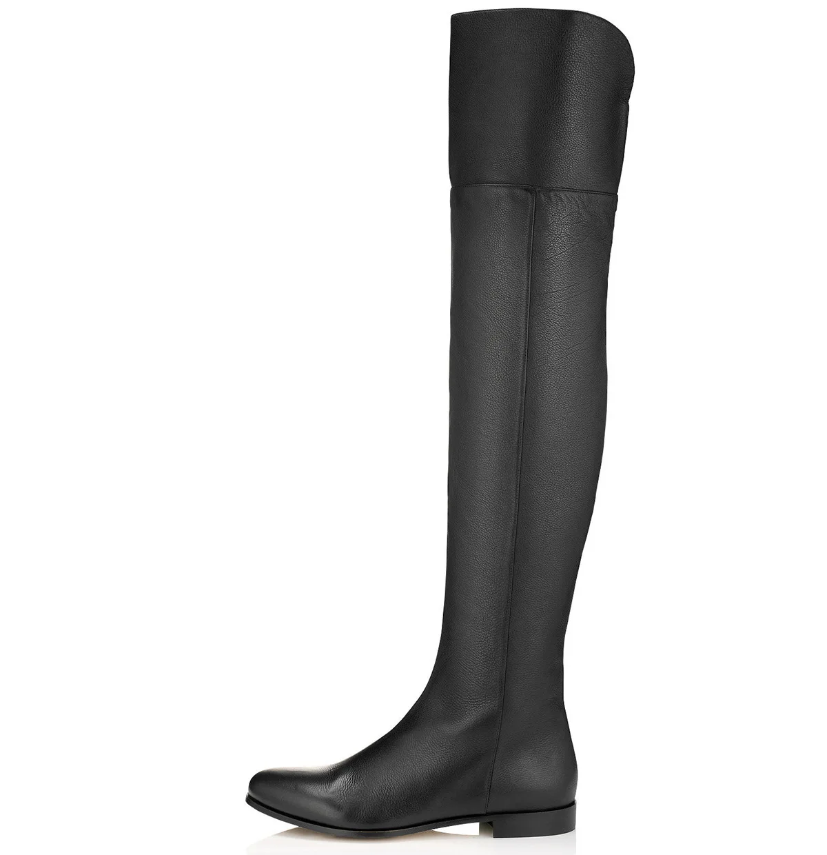 Casual Versatile Black Brown Knee Boots Round Head Flat Bottom Zipper Knight Boots Large Size Outdoor Women's Boots 34&46