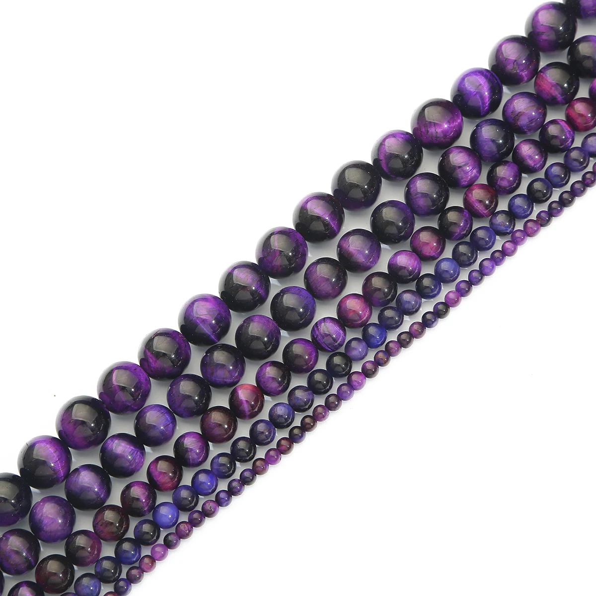 Natursteinperlen, lila Tigerauge, runde lose Abstandsperlen für die Herstellung von Schmuck, DIY-Halskette, Armband, Ohrring-Zubehör – Detail 5