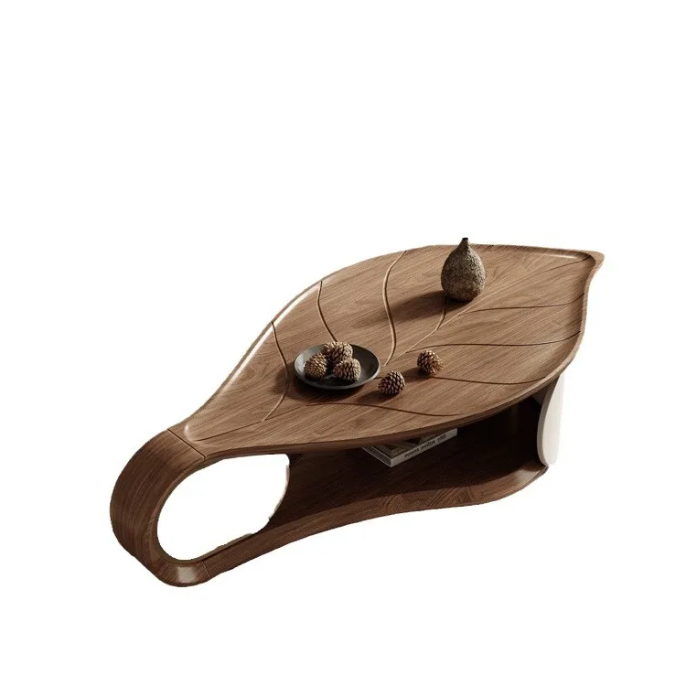 Natural Bionic Leaf-shaped Solid Wood Eco-Friendly Durable Coffee Table Italian Minimalist Special-shaped Design Art Table