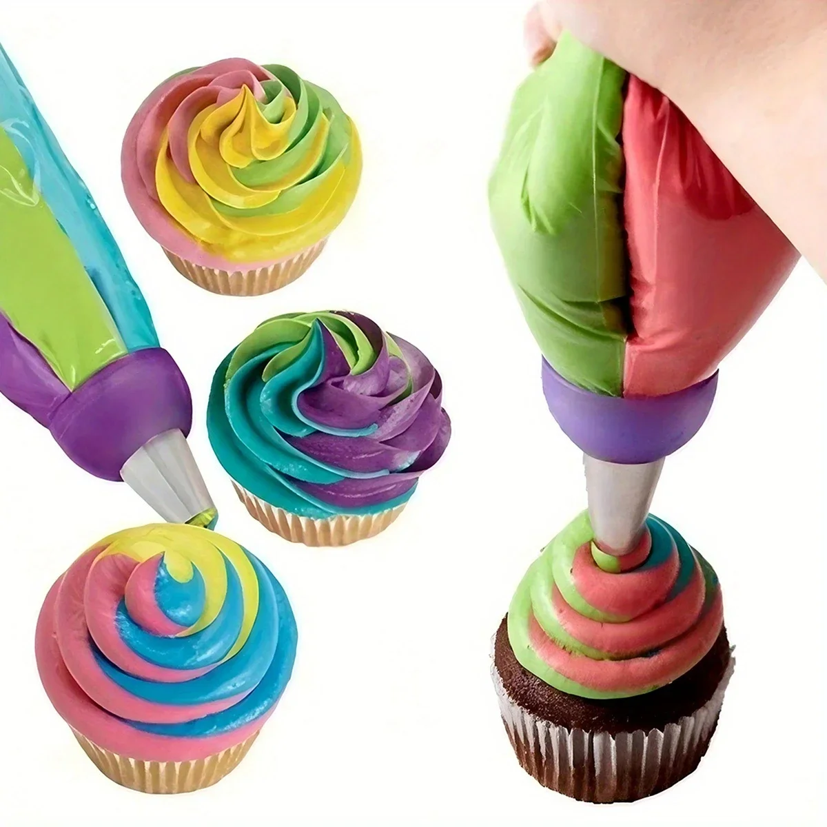 3-Color Cake Piping Tip Coupler Food Safe Nozzle Adapter for Baking Decorating, Bags Professional Baking Supplies Cupcake Tools