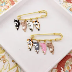 Cute Enamel Cat Brooch Pins for Women Cute Cat Metal Jeans Saftey Pins Kitten Animal Lapel Badge Girl Backpack DIY Accessories