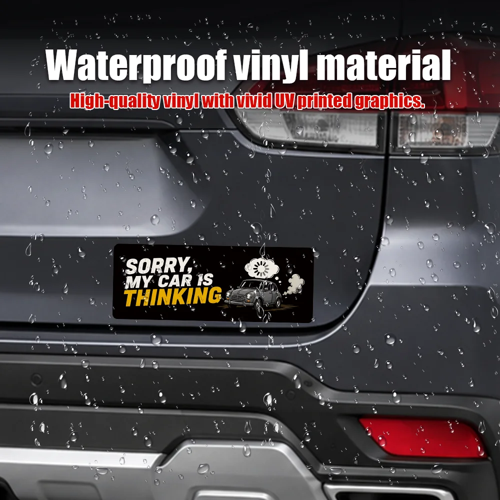 Funny Car Stickers 2Pcs Waterproof Vinyl Car Decals Sorry My Car Is Thinking Quote for Bumper Tailgate Rear Window Trucks SUVs