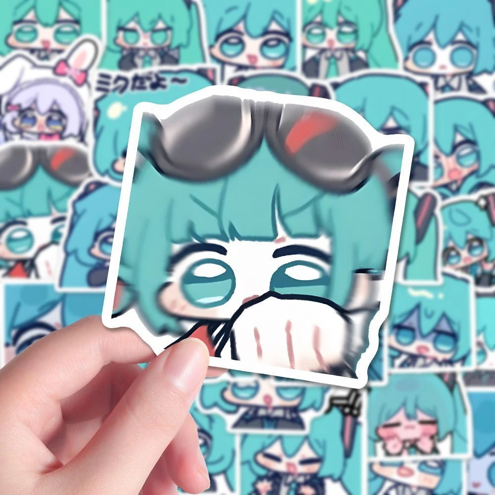 48 Stück Hatsune Q-Version Graffiti-Aufkleber Niedliche Cartoon-Anime DIY Gitarren-, Handy-, Laptop-, Koffer-, Wasserbecher-, Skateboard-Aufkleber – Detail 2