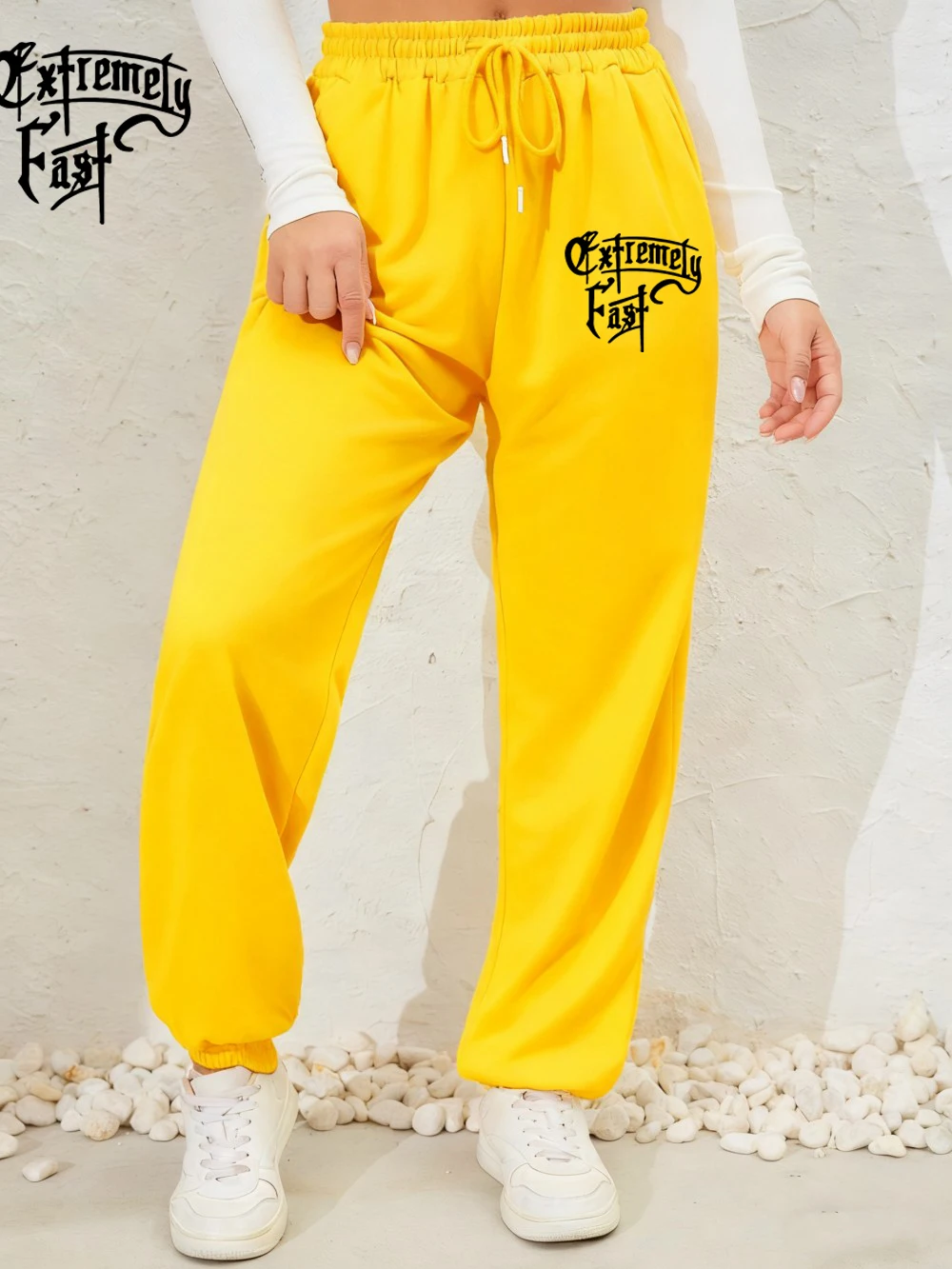 Ekstremalnie szybkie drukowane spodnie dresowe damskie jesienno-zimowe, ocieplane polarem, ciepłe, z elastyczną talią, z kieszeniami, codzienne spodnie sportowe damskie.