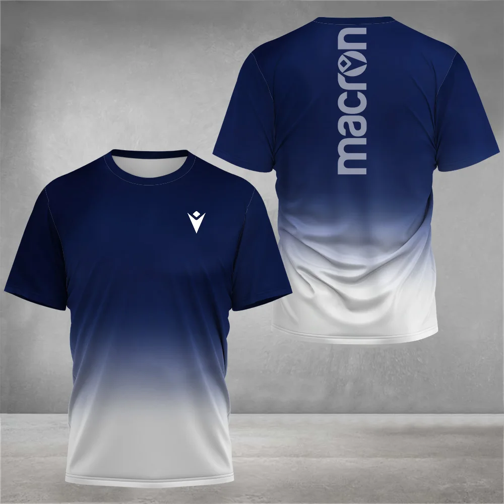 Moda verão masculino treinamento de tênis gradiente carta impressão confortável e respirável em torno do pescoço camiseta esportes ao ar livre casual t