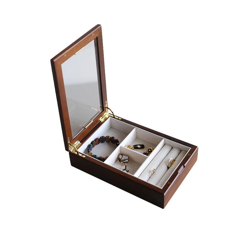 

Black Walnut Solid Wood Jewelry Box Necklace Earrings Ring Jewelry Storage High-end Delicate Hand Jewelry Box