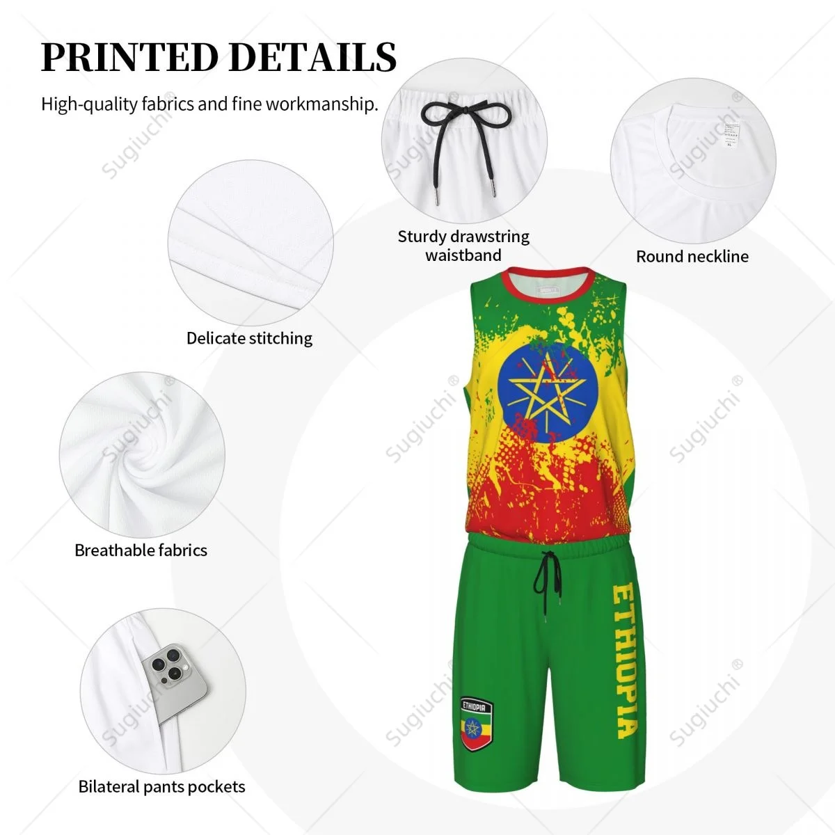 Maillot et pantalon de basket-ball Team-up Ethiopia Feel Mars pour homme, chemise et pantalon, nom personnalisé Dahber, exclusif