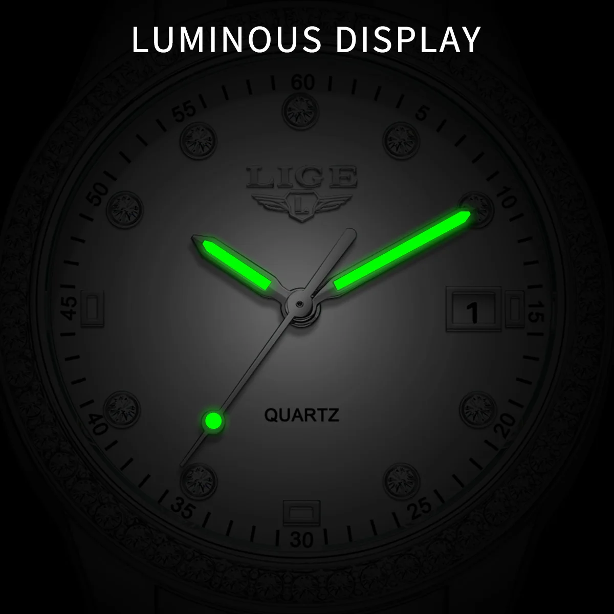 LIGE New Luxury Quartz Watch for Women Fashion Elegant Diamond Dial Ladies Watches Stainless Steel Waterproof Women's Wristwatch