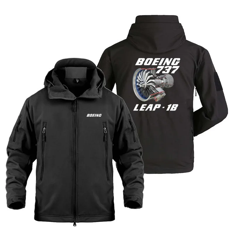 

Boeing 737 Leap 1B Aviation Pilots Outdoor Military Men's Tactical Shark Skin Fleece Warm SoftShell Coats Jackets