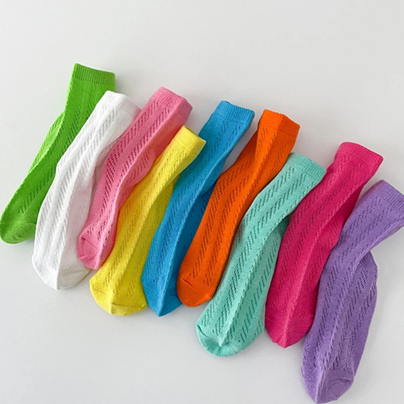 New Children Socks Cotton Soft High Elastic Socks Infant Toddler Kids Lovely Bright Color Casual Outing Breathable Socks 1-12Y